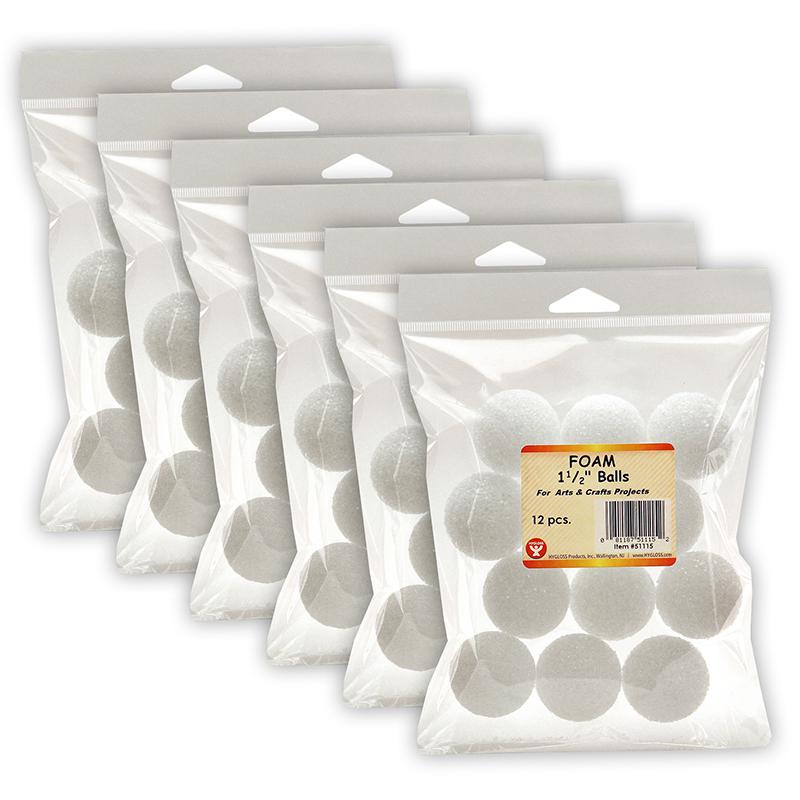 Craft Foam Balls, 1-1/2 Inch, 12 Per Pack, 6 Packs. Picture 2