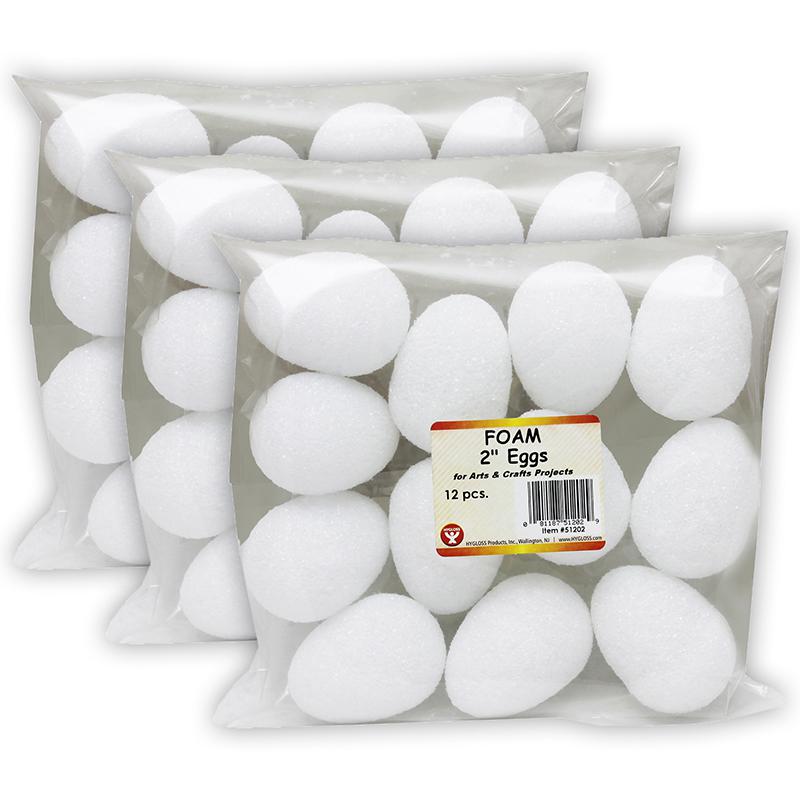 Styrofoam 2" Eggs, White 12 Per Pack, 3 Packs. Picture 2