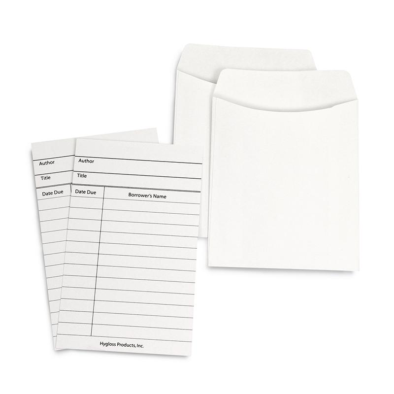 Library Cards & Non-Adhesive Pockets Combo, White, 150 Each/300 Pieces. Picture 2
