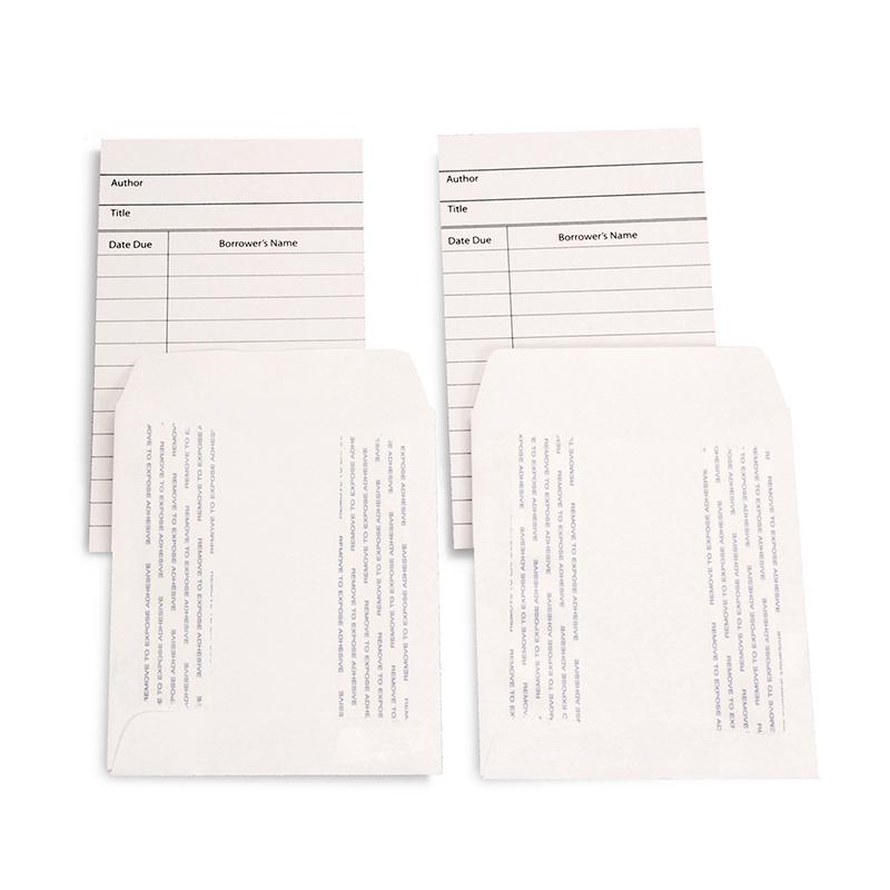 Library Cards & Self-Adhesive Pockets Combo, White, 150 Each/300 Pieces. Picture 2