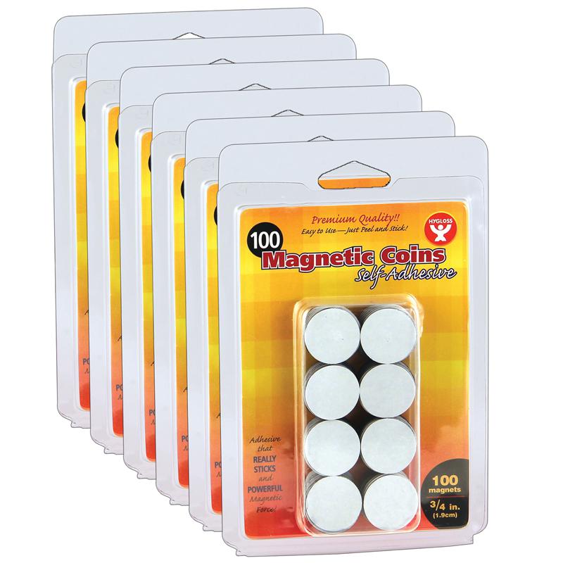 Self-Adhesive Magnetic Coins, 3/4-Inch, 100 Per Pack, 6 Packs. Picture 2