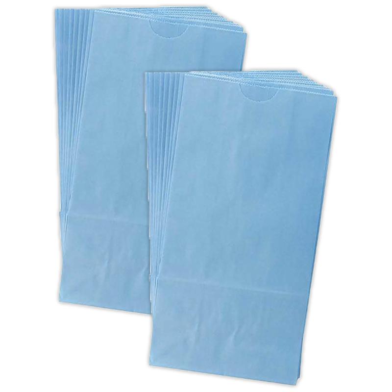 Gusseted Paper Bags, #6 (6" x 3.5" x 11"), Blue, 50 Per Pack, 2 Packs. Picture 2