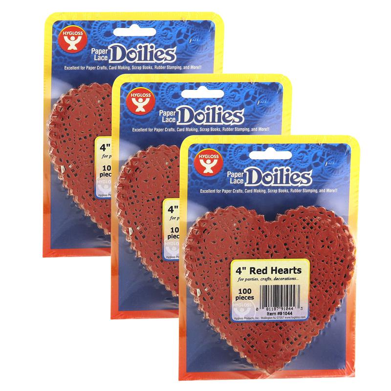 Heart Doilies, Red, 4", 100 Per Pack, 3 Packs. Picture 2