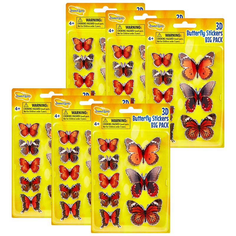 3D Butterfly Stickers BIG PACK, 8 Per Pack, 6 Packs. Picture 2