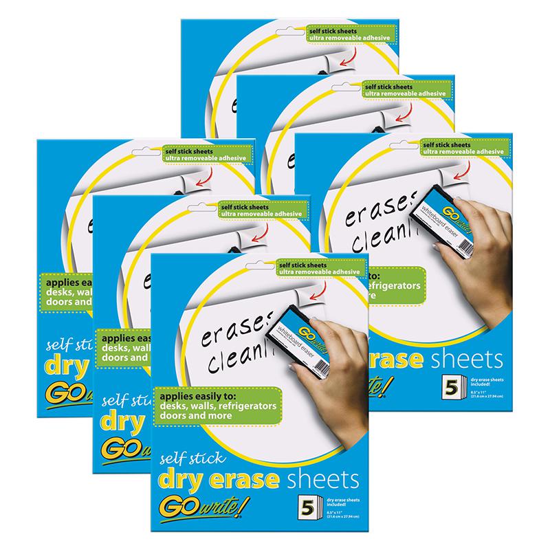 Dry Erase Sheets, Self-Adhesive, White, 8-1/2" x 11", 5 Sheets Per Pack, 3 Packs. Picture 2
