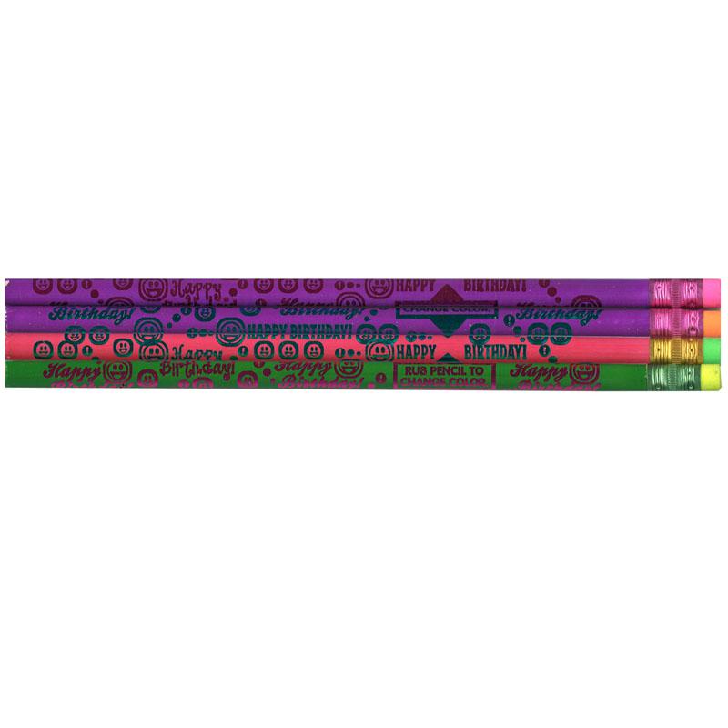 Thermo Happy Birthday Pencils, Assorted Colors, 12 Per Pack, 12 Packs. Picture 2