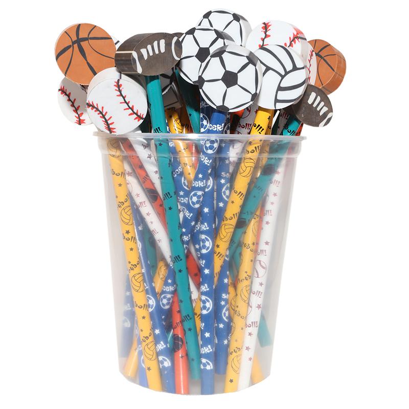 Pencil & Eraser Topper Write-Ons, Sports, Pack of 36. Picture 2