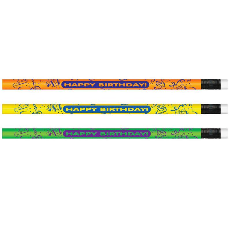 Pencils Neon Happy Birthday, 12 Per Pack, 12 Packs. Picture 2
