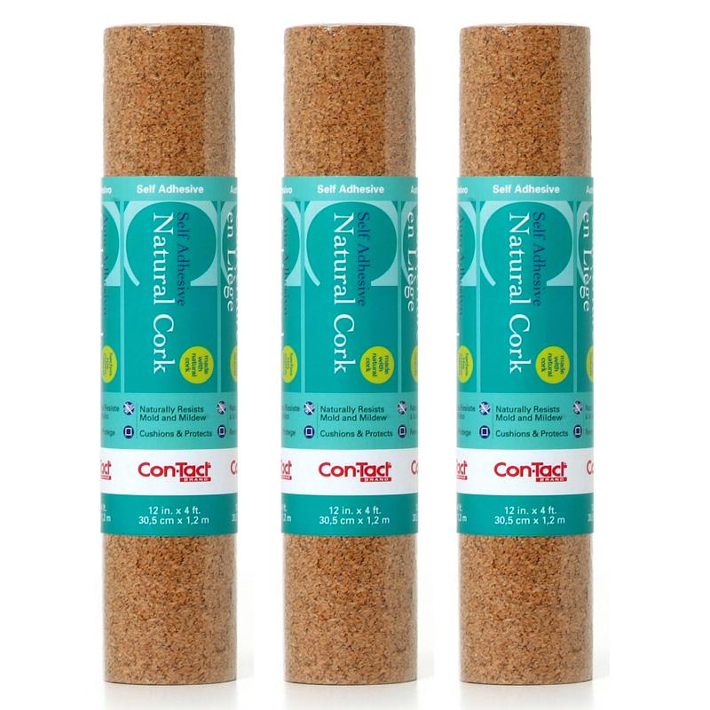 Adhesive Roll, Cork, 12" x 4', Pack of 3. Picture 2