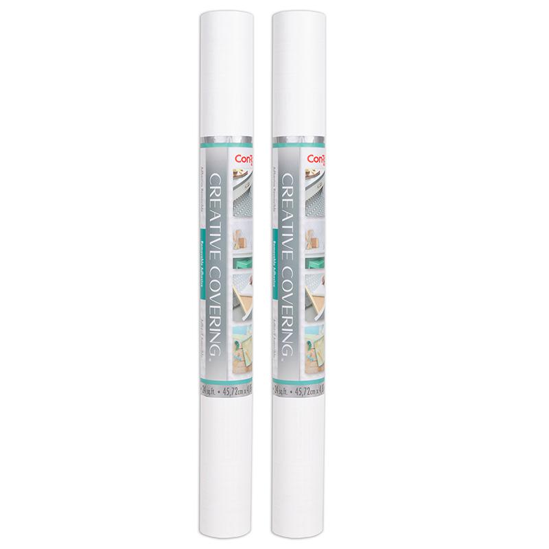 Creative Covering Adhesive Covering, White, 18" x 16 ft, Pack of 2. Picture 2