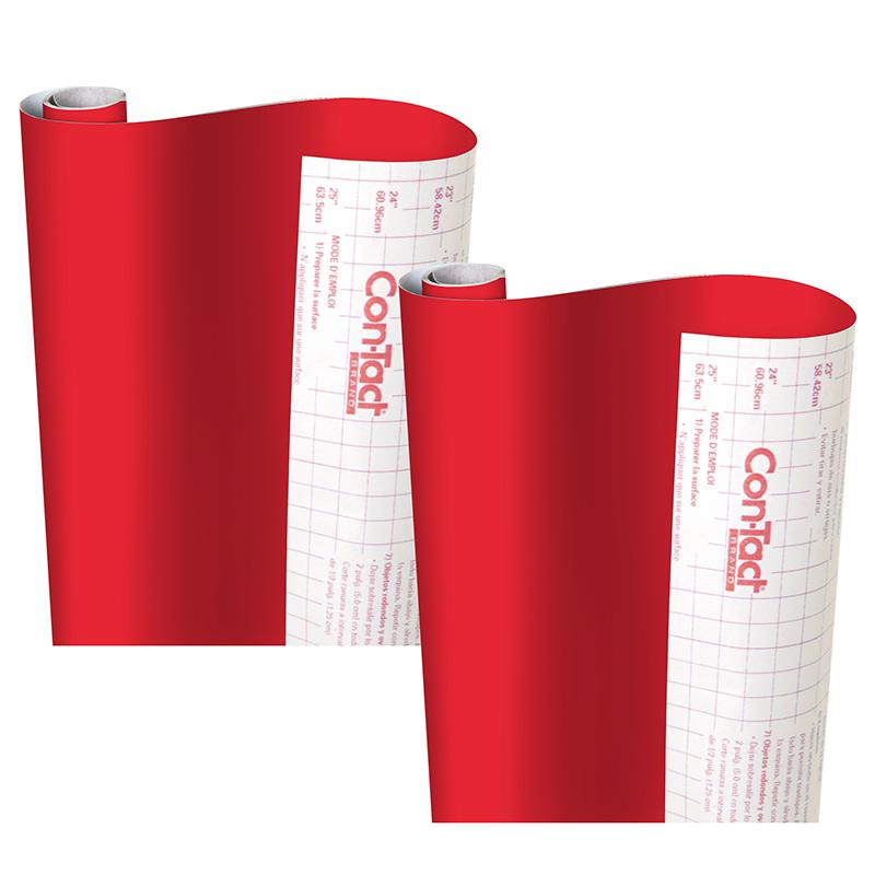 Creative Covering Adhesive Covering, Red, 18" x 16 ft, 2 Rolls. Picture 2