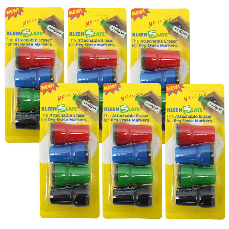 Large Barrel Attachable Eraser Caps for Dry Erase Markers, 4 Per Pack, 6 Packs. Picture 2