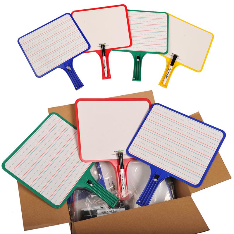 Blank/Lined 2-Sided Rectangular Dry Erase Paddles with Markers, Set of 10. Picture 2