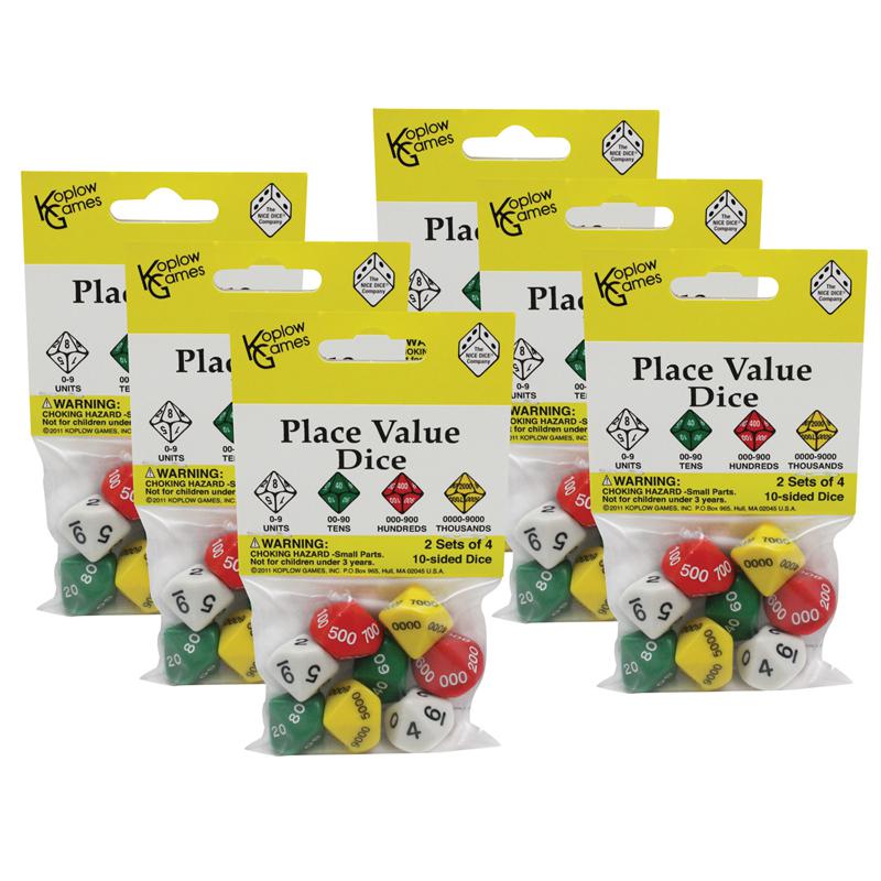 Place Value Dice, 2 Sets of 4 10-Sided Dice Per Pack, 6 Packs. Picture 2