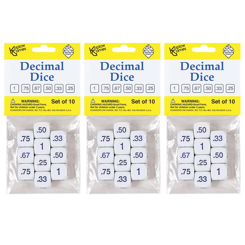 Decimal Dice Set, 10 Per Pack, 3 Packs. Picture 2