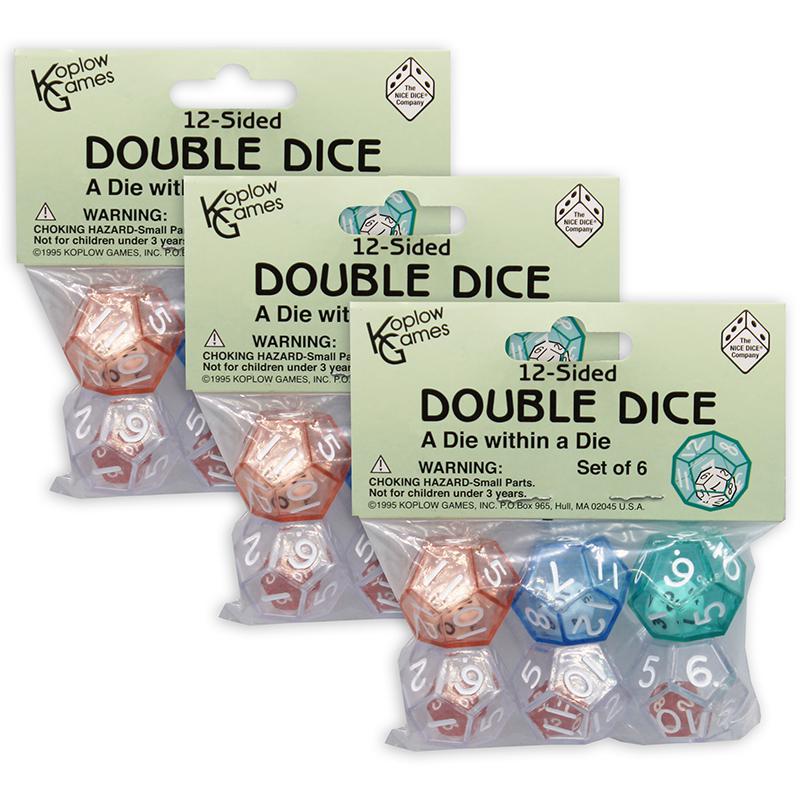 12-Sided Double Dice Set, 6 Per Pack, 3 Packs. Picture 2