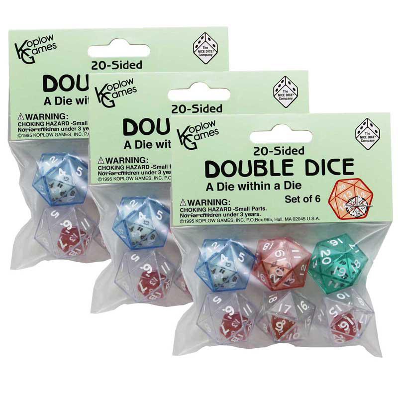 20-Sided Double Dice Set, 6 Per Pack, 3 Packs. Picture 2