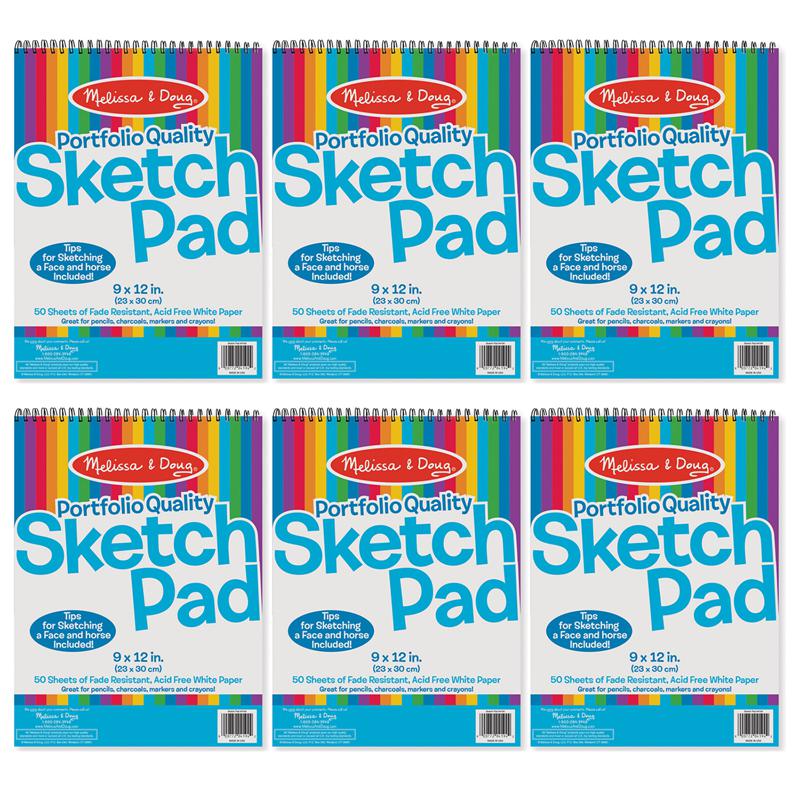 Portfolio Quality Sketch Pad, 9" x 12", White, Pack of 6. Picture 2
