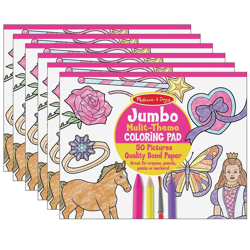 Jumbo Multi-Theme Coloring Pad, 11" x 14", Pink, Pack of 6. Picture 2