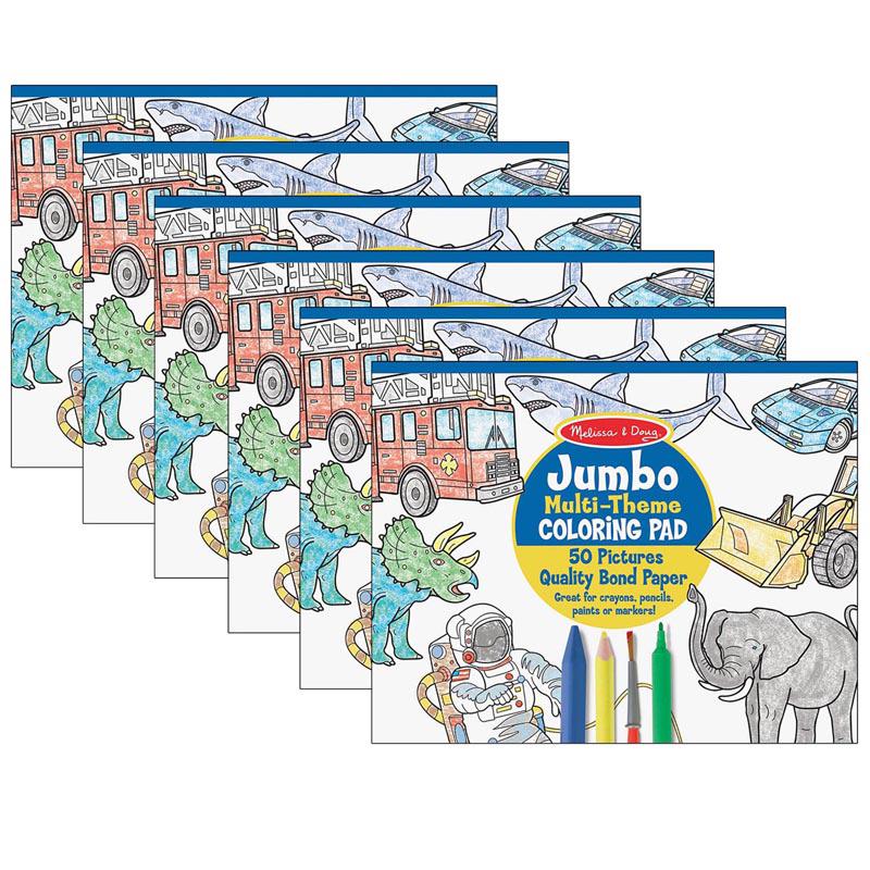 Jumbo Multi-Theme Coloring Pad, 11" x 14", Blue, Pack of 6. Picture 2