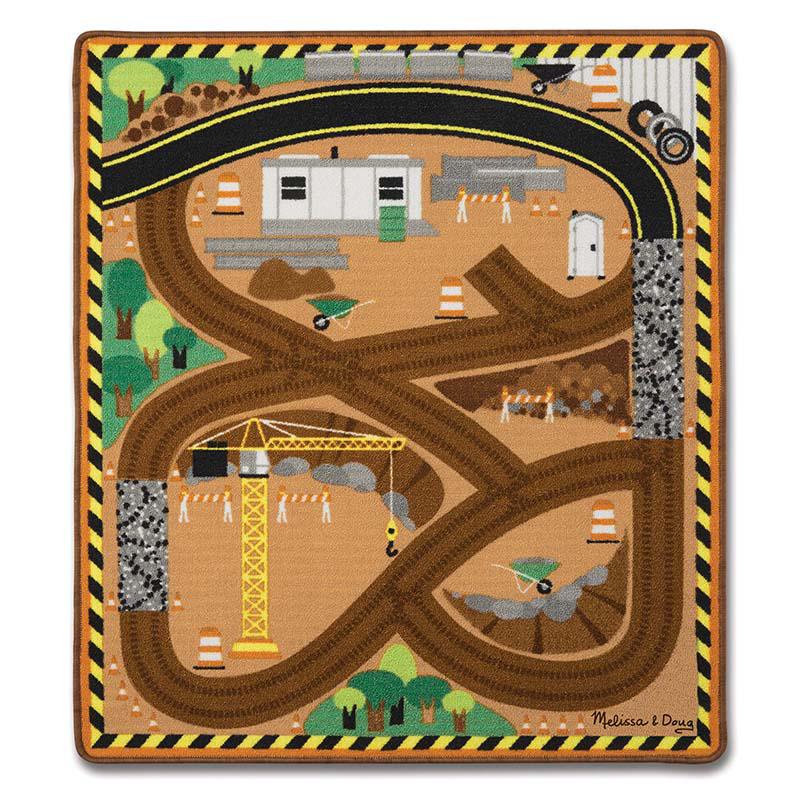 Round the Construction Zone Work Site Rug & Vehicle Set. Picture 2