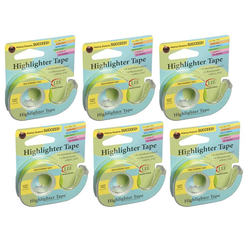 Removable Highlighter Tape, Yellow, Pack of 6. Picture 2