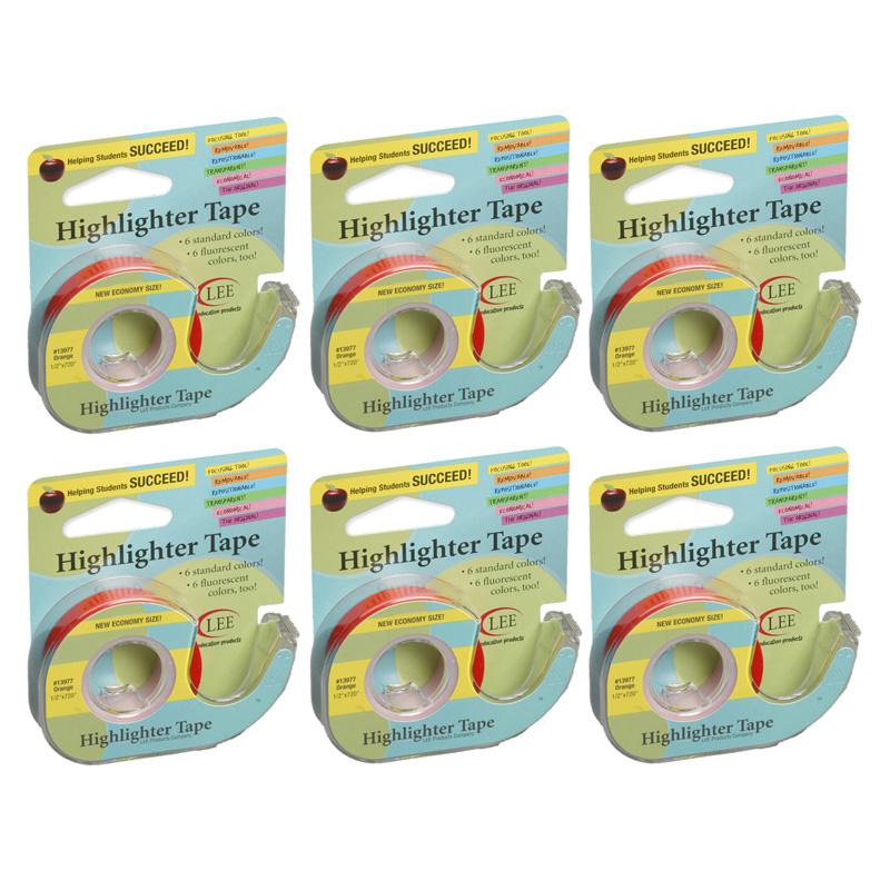 Removable Highlighter Tape, Orange, Pack of 6. Picture 2