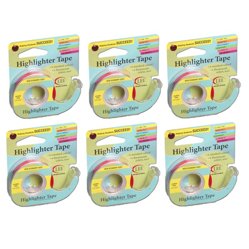 Removable Highlighter Tape, Pink, Pack of 6. Picture 2