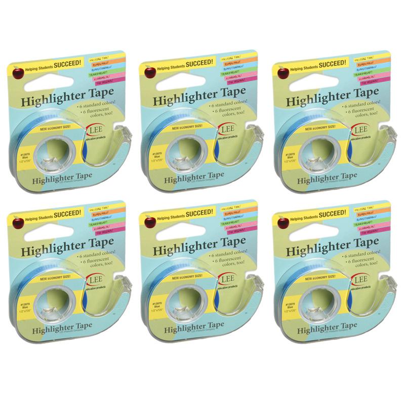 Removable Highlighter Tape, Blue, Pack of 6. Picture 2