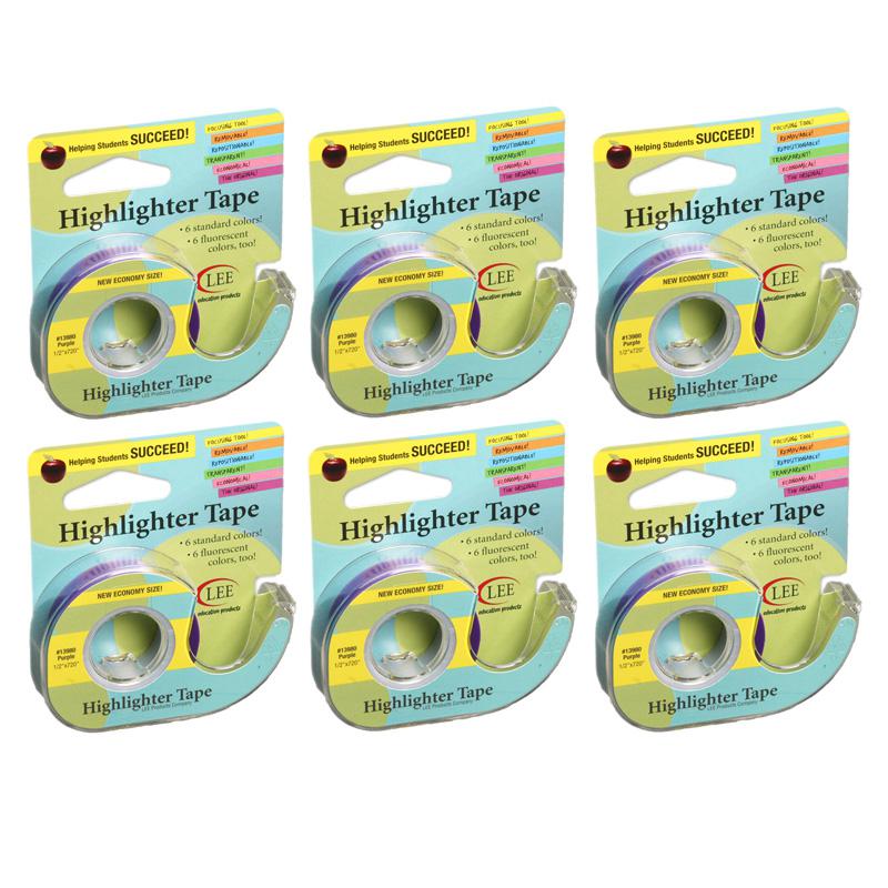 Removable Highlighter Tape, Purple, Pack of 6. Picture 2