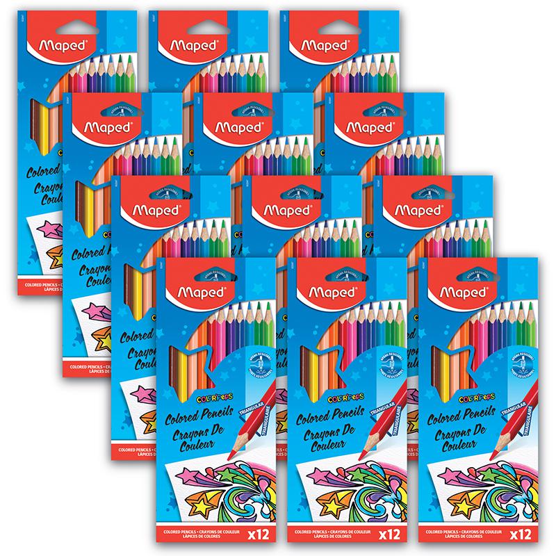 Triangular Colored Pencils, 12 Per Pack, 12 Packs. Picture 2