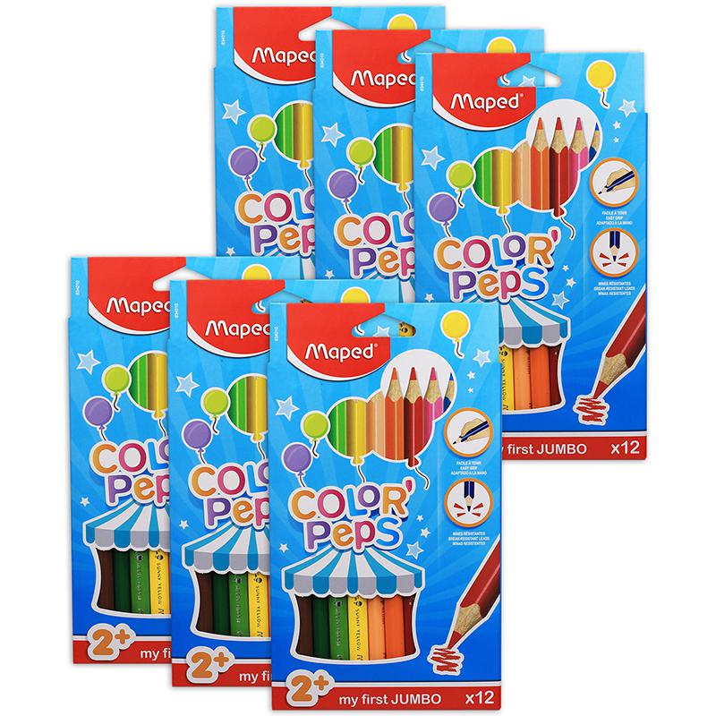 Color'Peps My First Jumbo Triangular Colored Pencils, 12 Per Pack, 6 Packs. Picture 2