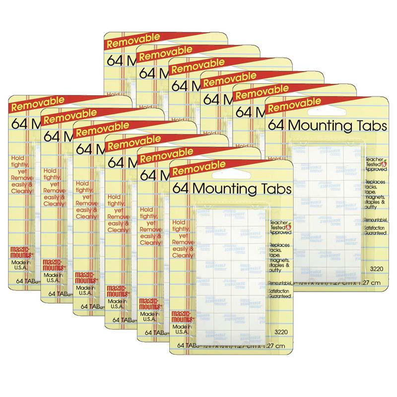 Removable Mounting Tabs, 1/2" x 1/2", 64 Per Pack, 12 Packs. Picture 2