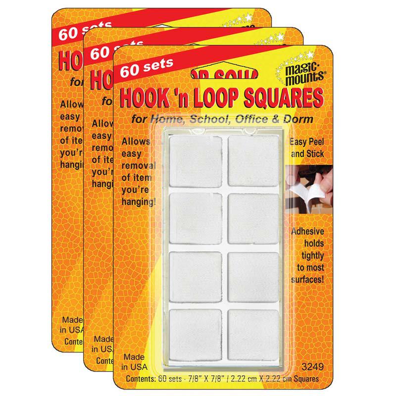 Hook 'n Loop, 7/8" Squares, 60 Sets Per Pack, 3 Packs. Picture 2