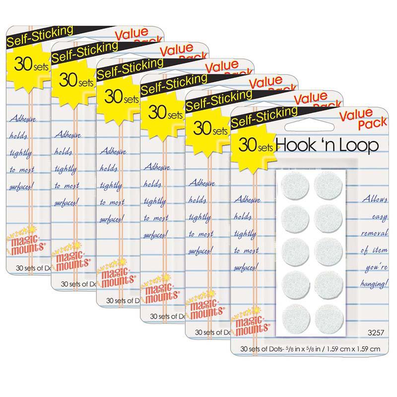 Hook N Loop Dots, 5/8", White, 30 Per Pack, 6 Packs. Picture 2