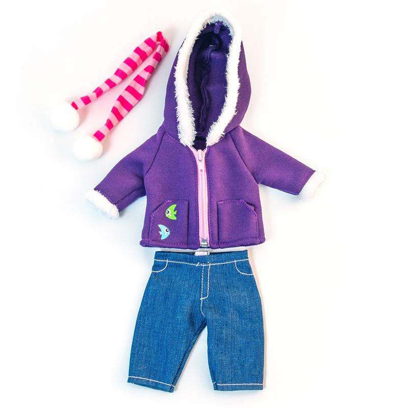 Doll Clothes, Fits 12-5/8" Dolls, Cold Weather Purple Fleece Set. Picture 2