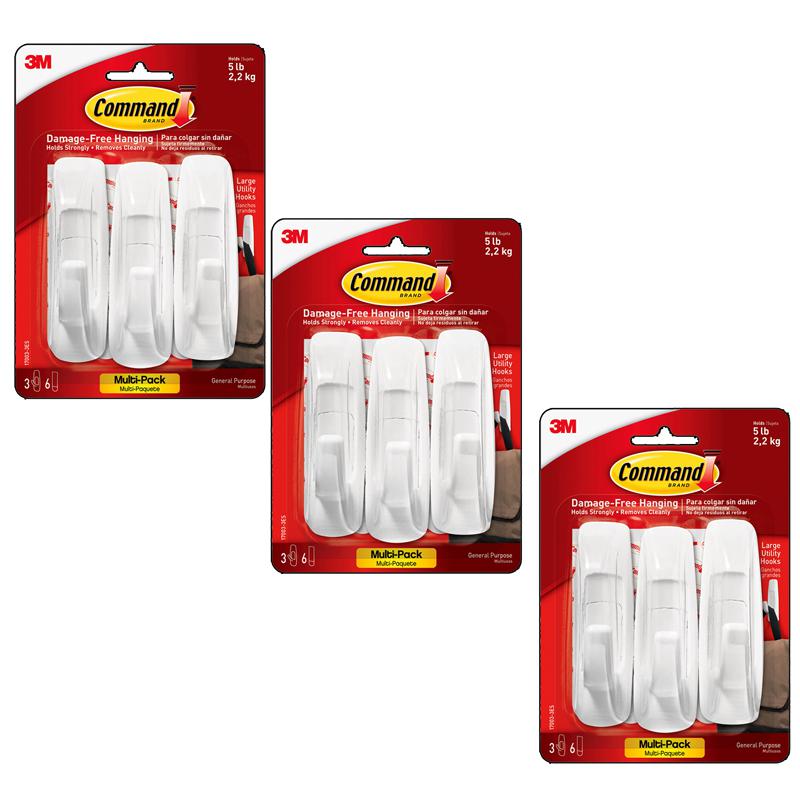 Command Large Utility Hooks Multi-Pack, 3 Per Pack, 3 Packs. Picture 2