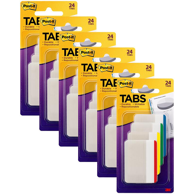 Tabs, Assorted Primary Colors, 24 Per Pack, 6 Packs. Picture 2