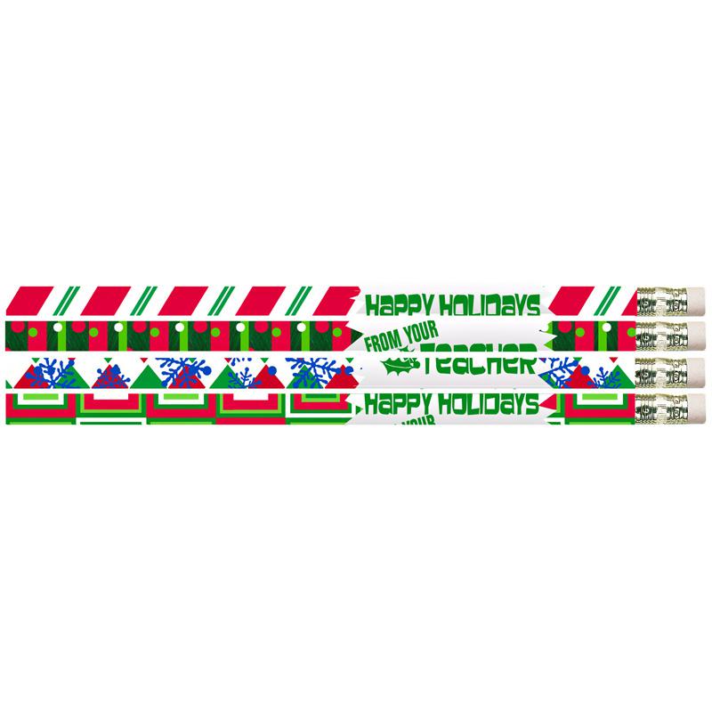 Happy Holidays From Your Teacher Motivational Pencils, 12 Per Pack, 12 Packs. Picture 2