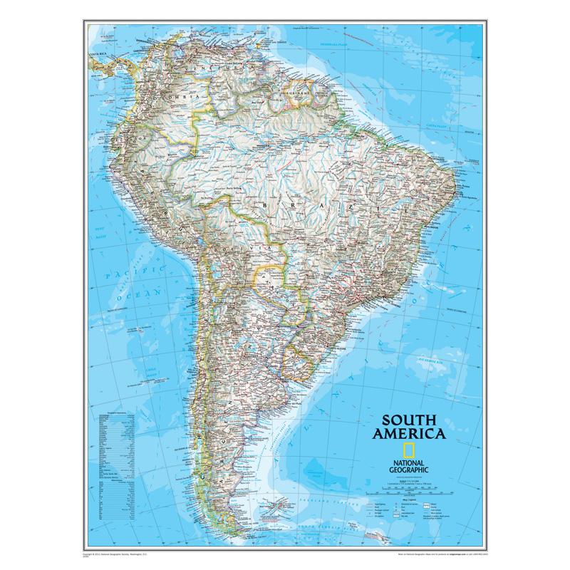 South America Wall Map, 24" Width, 30" Length. Picture 2