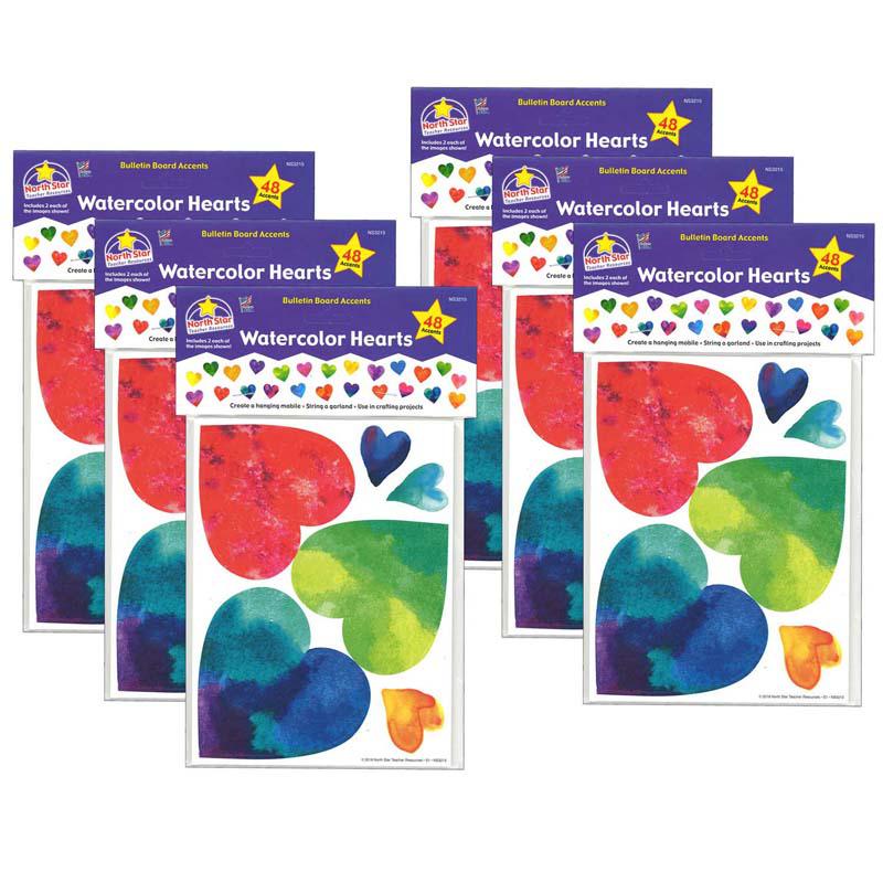 Watercolor Hearts Accents, 48 Per Pack, 6 Packs. Picture 2