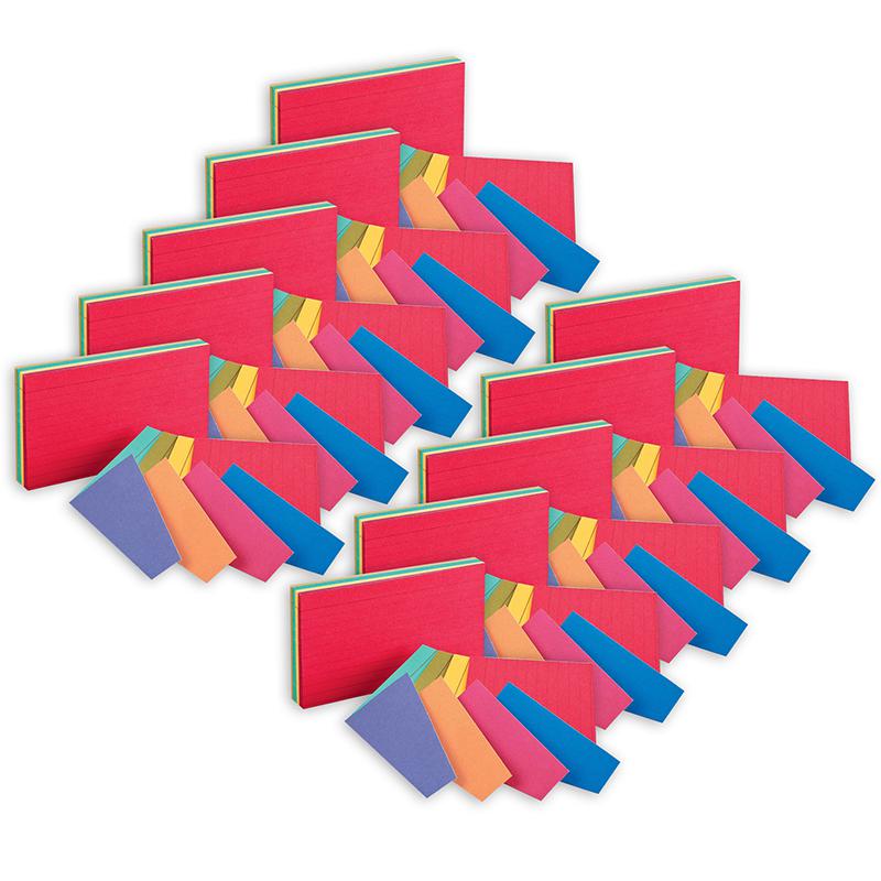 Two-Tone Index Cards, 3" x 5", Assorted Colors, 100 Per Pack, 10 Packs. Picture 2