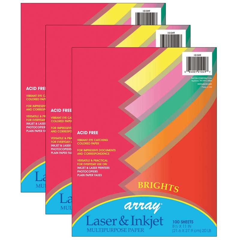 Bright Multi-Purpose Paper, 5 20 lb., 8-1/2" x 11", 100 Sheets Per Pack, 3 Packs. Picture 2