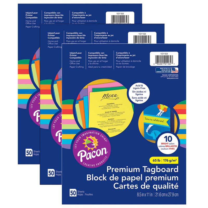 Premium Tagboard Assortment, 50 Sheets Per Pack, 3 Packs. Picture 2