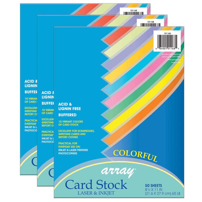 Colorful Card Stock, 10 8-1/2" x 11", 50 Sheets Per Pack, 3 Packs. Picture 2