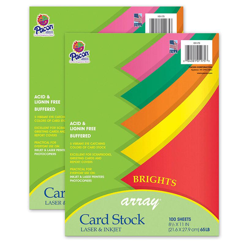 Bright Card Stock, 5 Assorted Colors, 8-1/2" x 11", 100 Sheets Per Pack, 2 Packs. Picture 2
