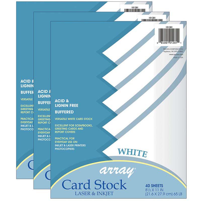 Card Stock, White, 8-1/2" x 11", 40 Sheets Per Pack, 3 Packs. Picture 2