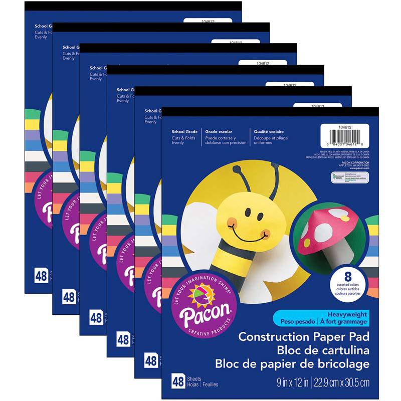 Heavyweight Construction Paper Pad, 8 9" x 12", 48 Sheets Per Pack, 12 Packs. Picture 2
