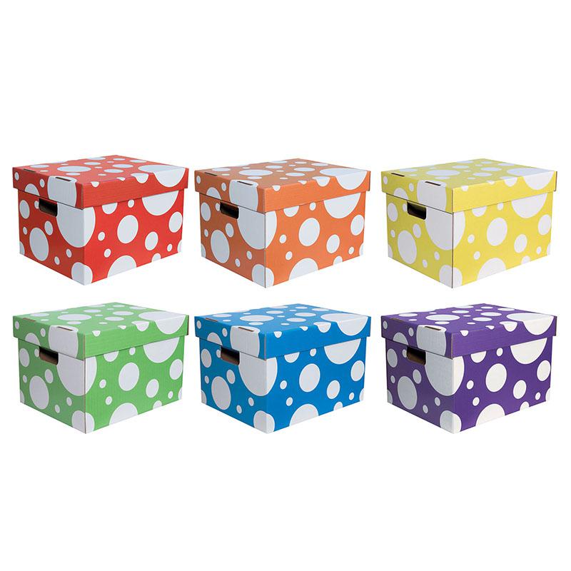 Storage Totes, 6 Assorted Polka Dot Colors, Pack of 6. Picture 2