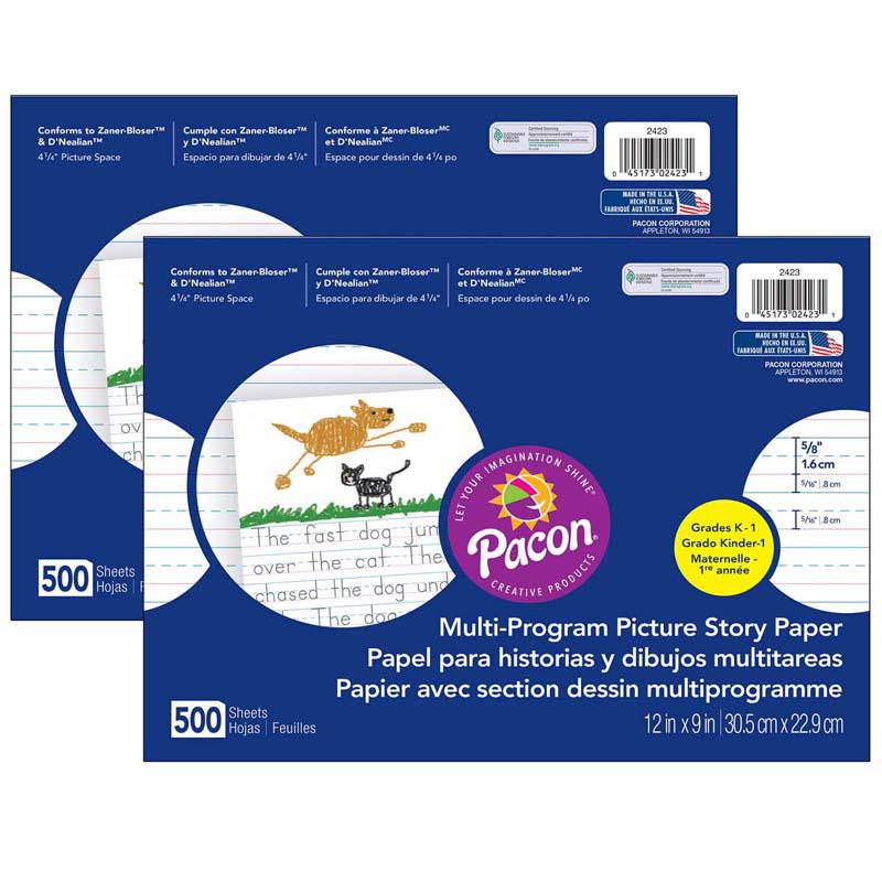Multi-Program Picture Story Paper, 5/8" Ruled, 500 Sheets Per Pack, 2 Packs. Picture 2